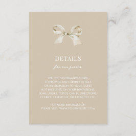 Cartão De Informações Detalhes do Casamento do Arco Coquette Dourado