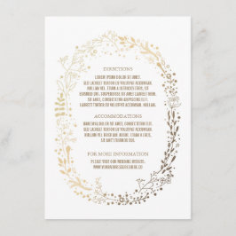 Cartão De Informações Detalhes do Casamento do Buquê Elegante Dourado Fl