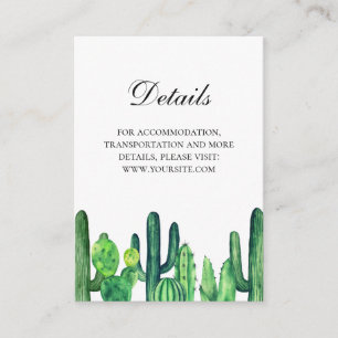 Cartão De Informações Detalhes do casamento do cacto verde. Informações
