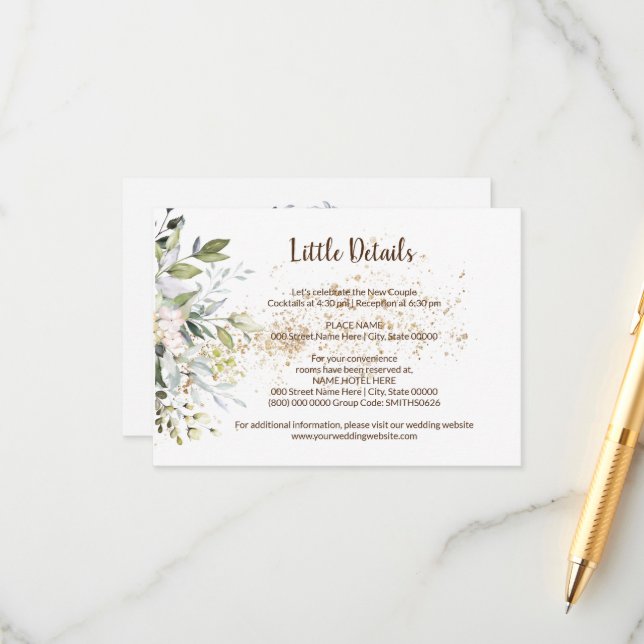 Cartão De Informações Detalhes do Casamento do Chá de Noiva de Ervas Inc (Frente/Verso In Situ)