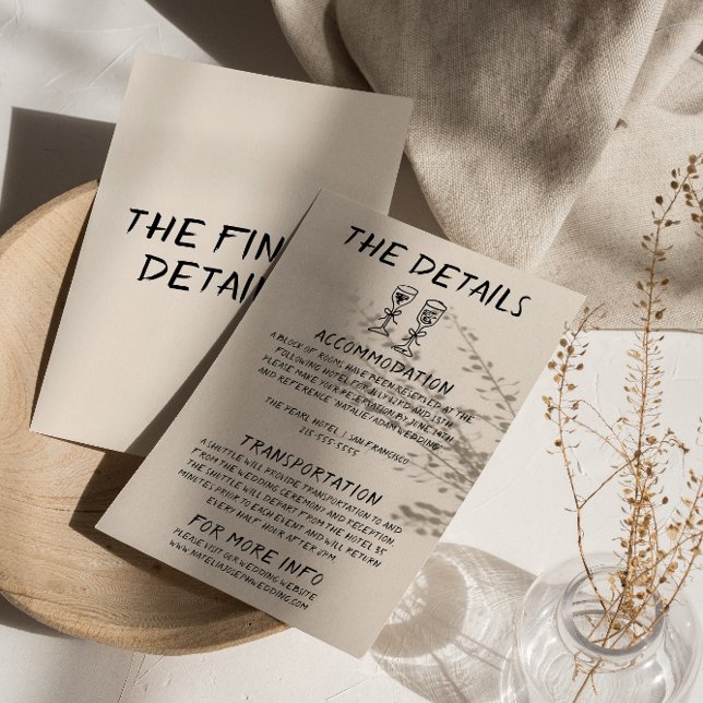 Cartão De Informações Detalhes do Casamento do Champanhe Desenhado na Mã (Criador carregado)