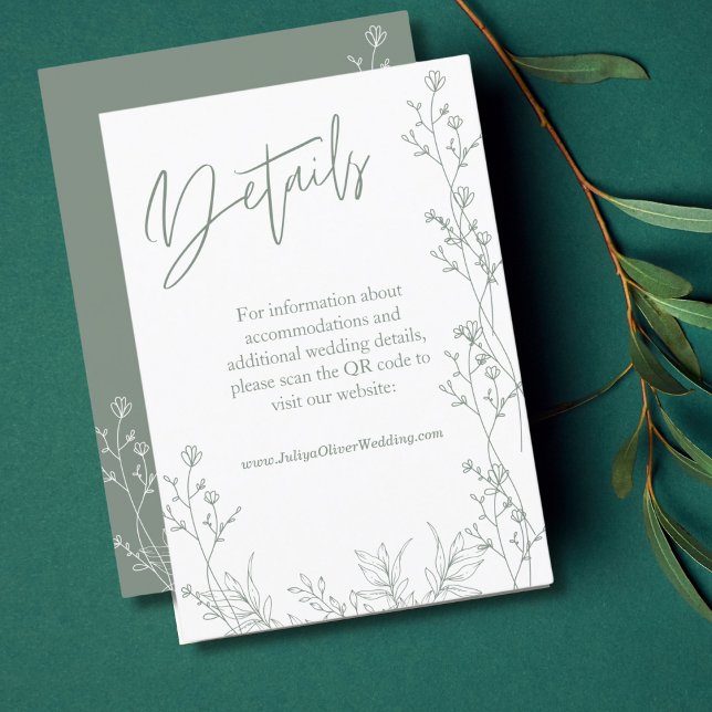 Cartão De Informações Detalhes do casamento do código de QR verde da sag (Criador carregado)