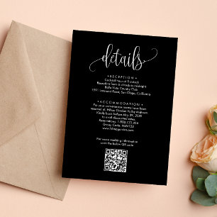 Cartão De Informações Detalhes do Casamento do Código QR da Caligrafia P