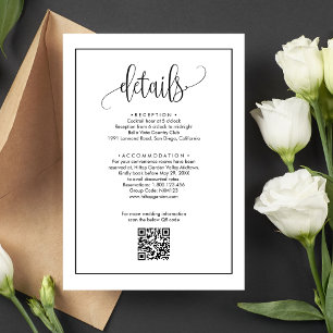 Cartão De Informações Detalhes do Casamento do Código QR da Caligrafia P