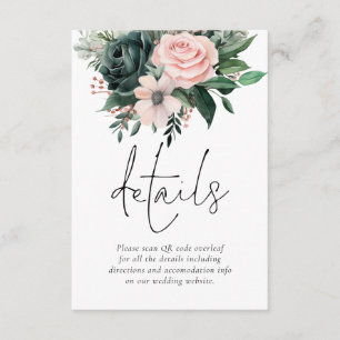 Cartão De Informações Detalhes do Casamento do Código QR das Florais Esm