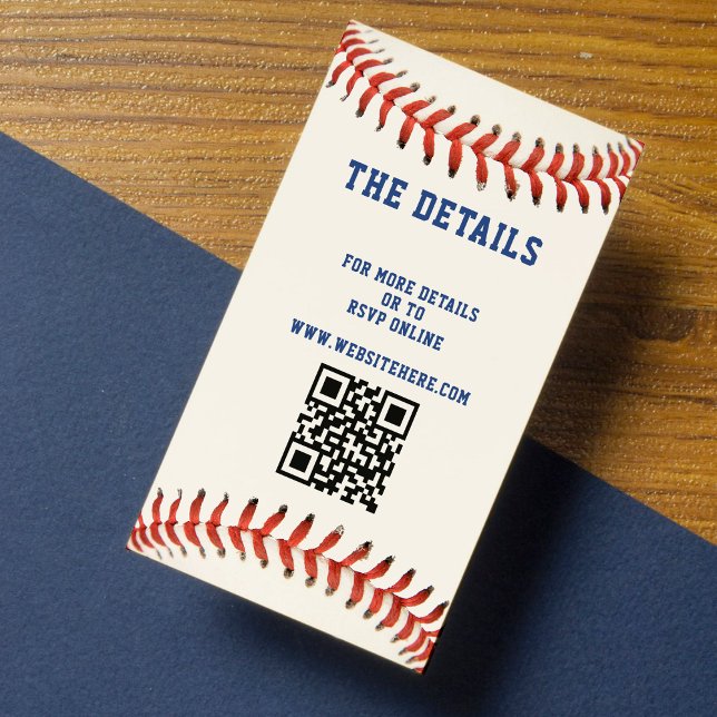 Cartão De Informações Detalhes do Casamento do Código QR do Baseball Sof (Baseball Softball Sport QR Code Wedding Details Enclosure Card)