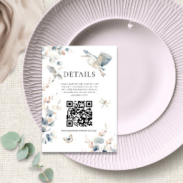 Cartão De Informações Detalhes do Casamento do Código QR do Heron Azul E