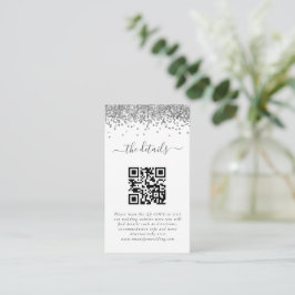 Cartão De Informações Detalhes do Casamento do Código QR do Mini Silver 