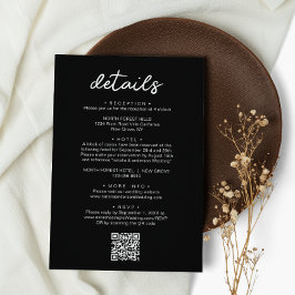 Cartão De Informações Detalhes do Casamento do Código QR do Script Chic 