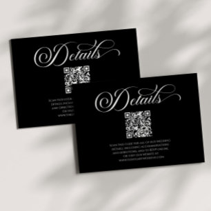 Cartão De Informações Detalhes do Casamento do Código QR Minimalista Clá