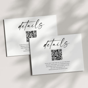 Cartão De Informações Detalhes do Casamento do Código QR Preto Branco El