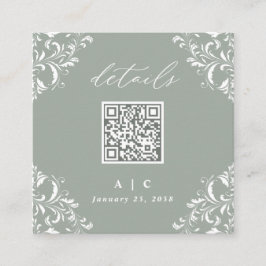 Cartão De Informações Detalhes do Casamento do Código QR Verde do Elegan