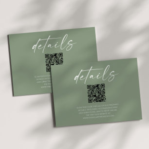 Cartão De Informações Detalhes do Casamento do Código QR Verde do Elegan