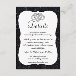 Cartão De Informações Detalhes do Casamento do Coração Infinito com Larg