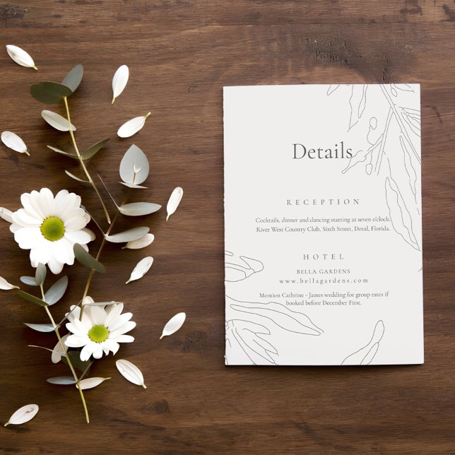 Cartão De Informações Detalhes do Casamento do Desenho Floral Elegante (Criador carregado)