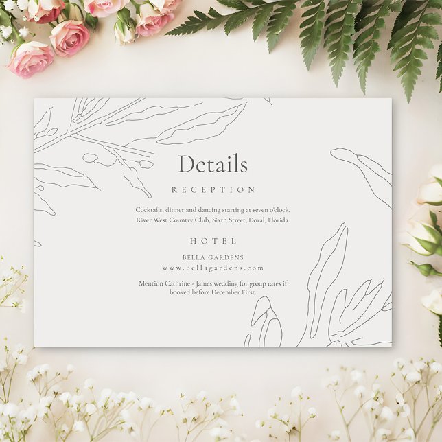 Cartão De Informações Detalhes do Casamento do Desenho Floral Elegante (Criador carregado)