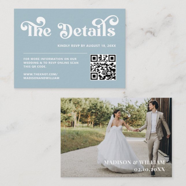 Cartão De Informações Detalhes do Casamento do Desert Retro 70s (Frente/Verso)