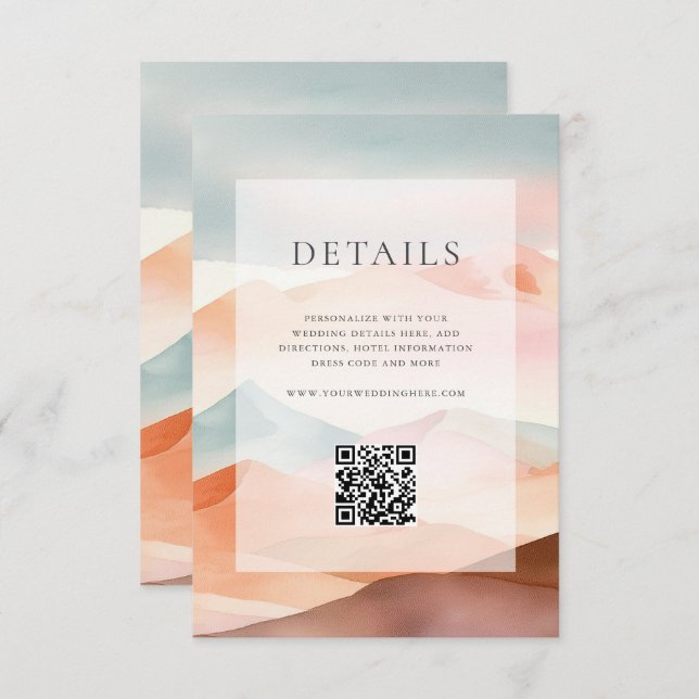 Cartão De Informações Detalhes do Casamento do Deserto Pastel Boho (Frente/Verso)