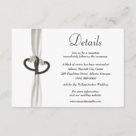 Cartão De Informações Detalhes do Casamento do Diamante Negro e Branco E