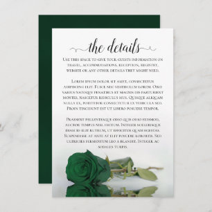 Cartão De Informações Detalhes do casamento do Elegante Emerald Green Ro