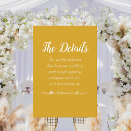 Cartão De Informações Detalhes do Casamento do Estilo Simples Amarelo do