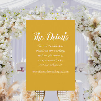 Cartão De Informações Detalhes do Casamento do Estilo Simples Amarelo do