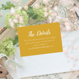 Cartão De Informações Detalhes do Casamento do Estilo Simples Amarelo do