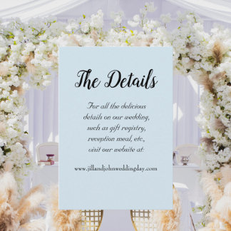 Cartão De Informações Detalhes do Casamento do Estilo Simples Azul Claro