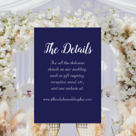 Cartão De Informações Detalhes do Casamento do Estilo Simples Azul do ma