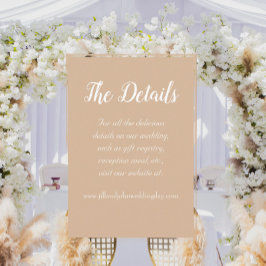 Cartão De Informações Detalhes do Casamento do Estilo Simples Beige
