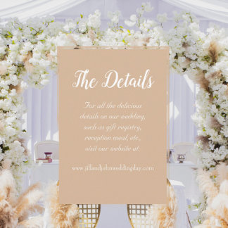 Cartão De Informações Detalhes do Casamento do Estilo Simples Beige