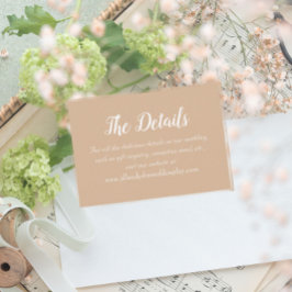 Cartão De Informações Detalhes do Casamento do Estilo Simples Beige