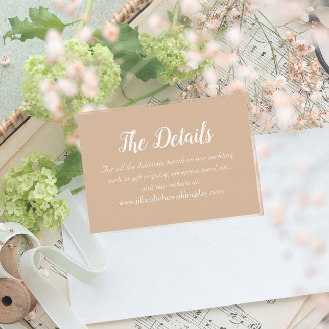 Cartão De Informações Detalhes do Casamento do Estilo Simples Beige (In Situ Wedding)