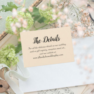 Cartão De Informações Detalhes do Casamento do Estilo Simples de Cor do