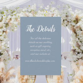 Cartão De Informações Detalhes do Casamento do Estilo Simples Dusty Blue