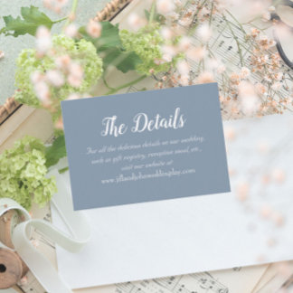 Cartão De Informações Detalhes do Casamento do Estilo Simples Dusty Blue