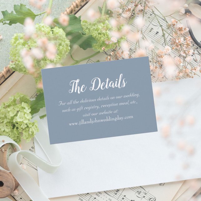 Cartão De Informações Detalhes do Casamento do Estilo Simples Dusty Blue (In Situ Wedding)