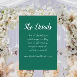 Cartão De Informações Detalhes do Casamento do Estilo Simples Emerald Gr