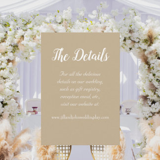 Cartão De Informações Detalhes do Casamento do Estilo Simples Khaki