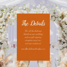 Cartão De Informações Detalhes do Casamento do Estilo Simples Laranja Qu