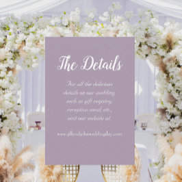 Cartão De Informações Detalhes do Casamento do Estilo Simples Mauve