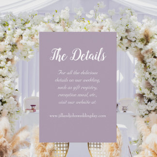 Cartão De Informações Detalhes do Casamento do Estilo Simples Mauve
