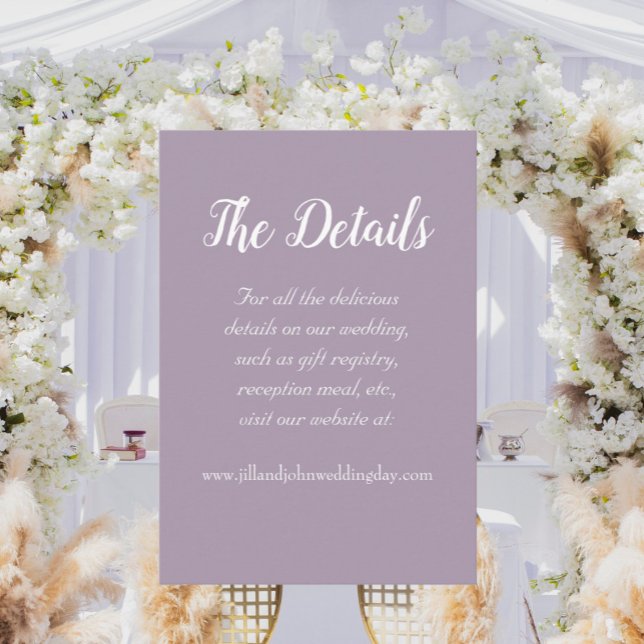 Cartão De Informações Detalhes do Casamento do Estilo Simples Mauve (In Situ Wedding)