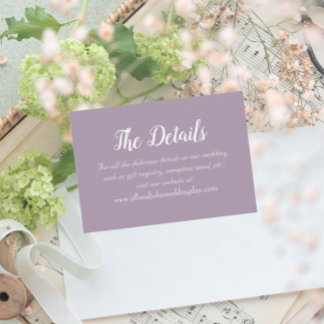 Cartão De Informações Detalhes do Casamento do Estilo Simples Mauve