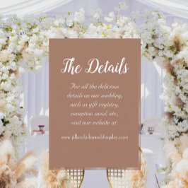 Cartão De Informações Detalhes do Casamento do Estilo Simples Mocha