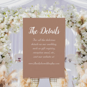 Cartão De Informações Detalhes do Casamento do Estilo Simples Mocha