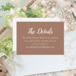 Cartão De Informações Detalhes do Casamento do Estilo Simples Mocha
