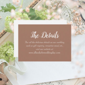 Cartão De Informações Detalhes do Casamento do Estilo Simples Mocha