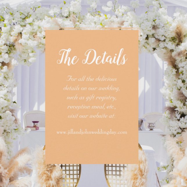 Cartão De Informações Detalhes do Casamento do Estilo Simples Peach (In Situ Wedding)