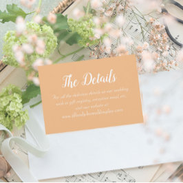 Cartão De Informações Detalhes do Casamento do Estilo Simples Peach
